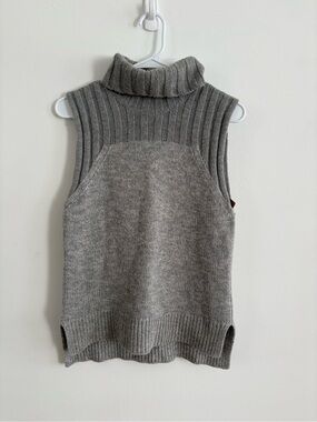 Armani Exchange 100% Wool Sleeveless Turtleneck Sweater Gray Size Medium